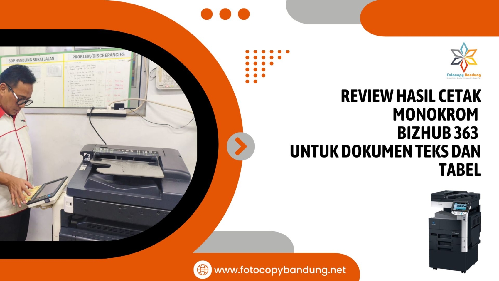 Review Hasil Cetak Monokrom Bizhub 363 untuk Dokumen Teks dan Tabel